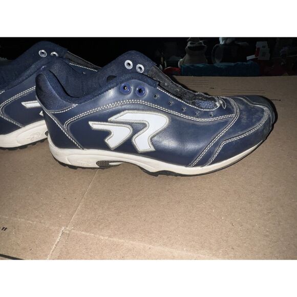 Ringor Pure Leather Softball Turf Shoe Blue Women Size 9.5 Men 7.5 - Picture 2 of 7